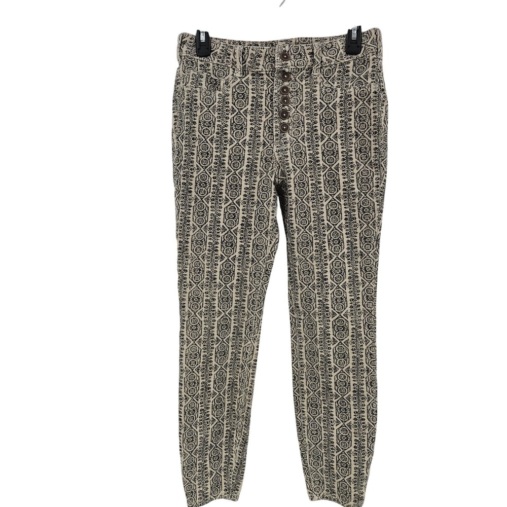 Pilcro Anthropologie fine wale Corduroy Pant SZ 29 High-Rise Skinny Scroll print
